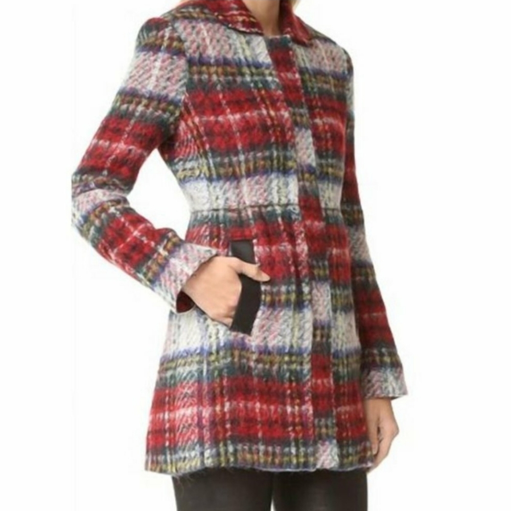 L'Agence | Multi-coloured Zip-front Plaid Coat